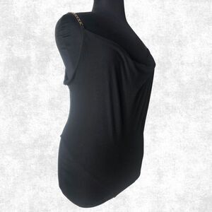 Top Fashion of NY Black Cowl Neck Chain Strap Bodysuit – Plus Size 2X